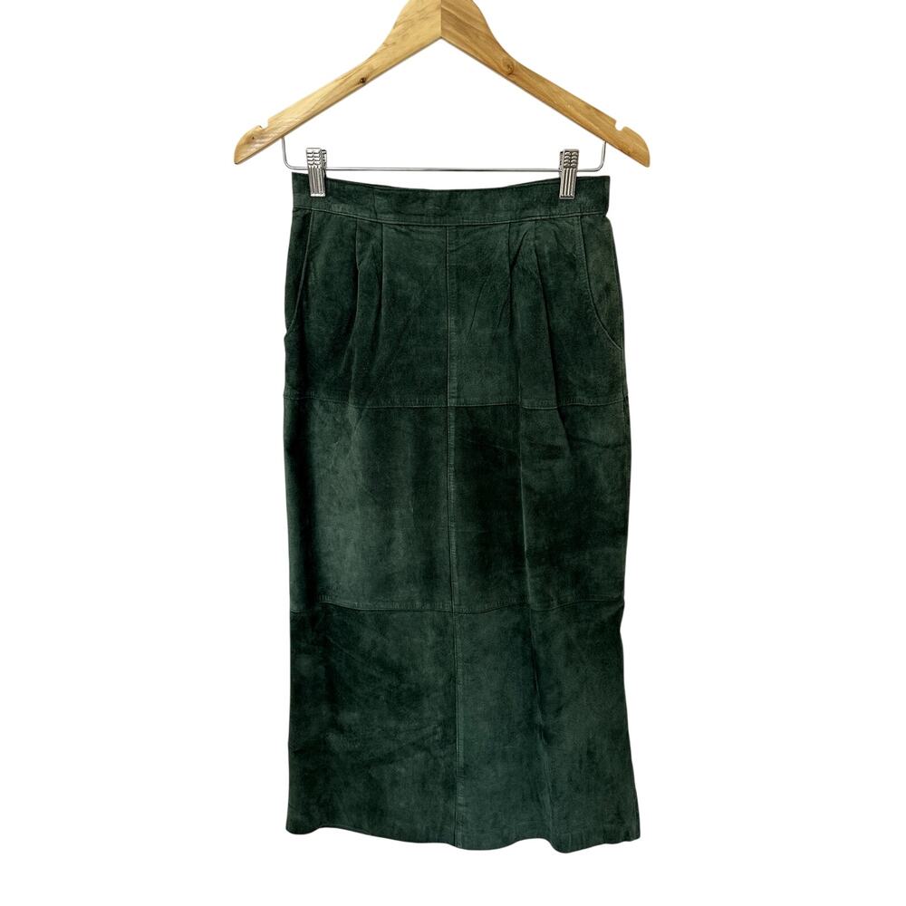 Vintage Suede Midi Skirt Small Green Silky Pig Western Cowgirl The Eagle's Eye